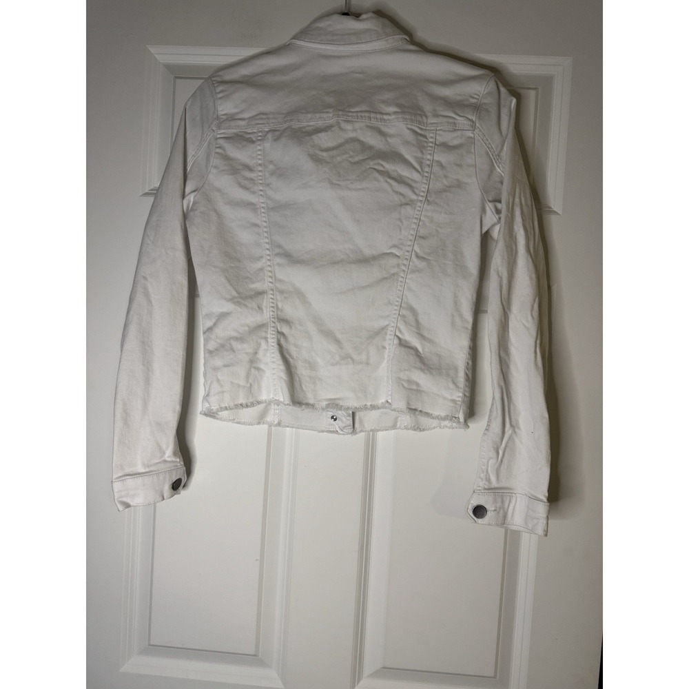 Kut From The Kloth Denim Jean Jacket Medium Fray Hem White - Picture 2 of 2